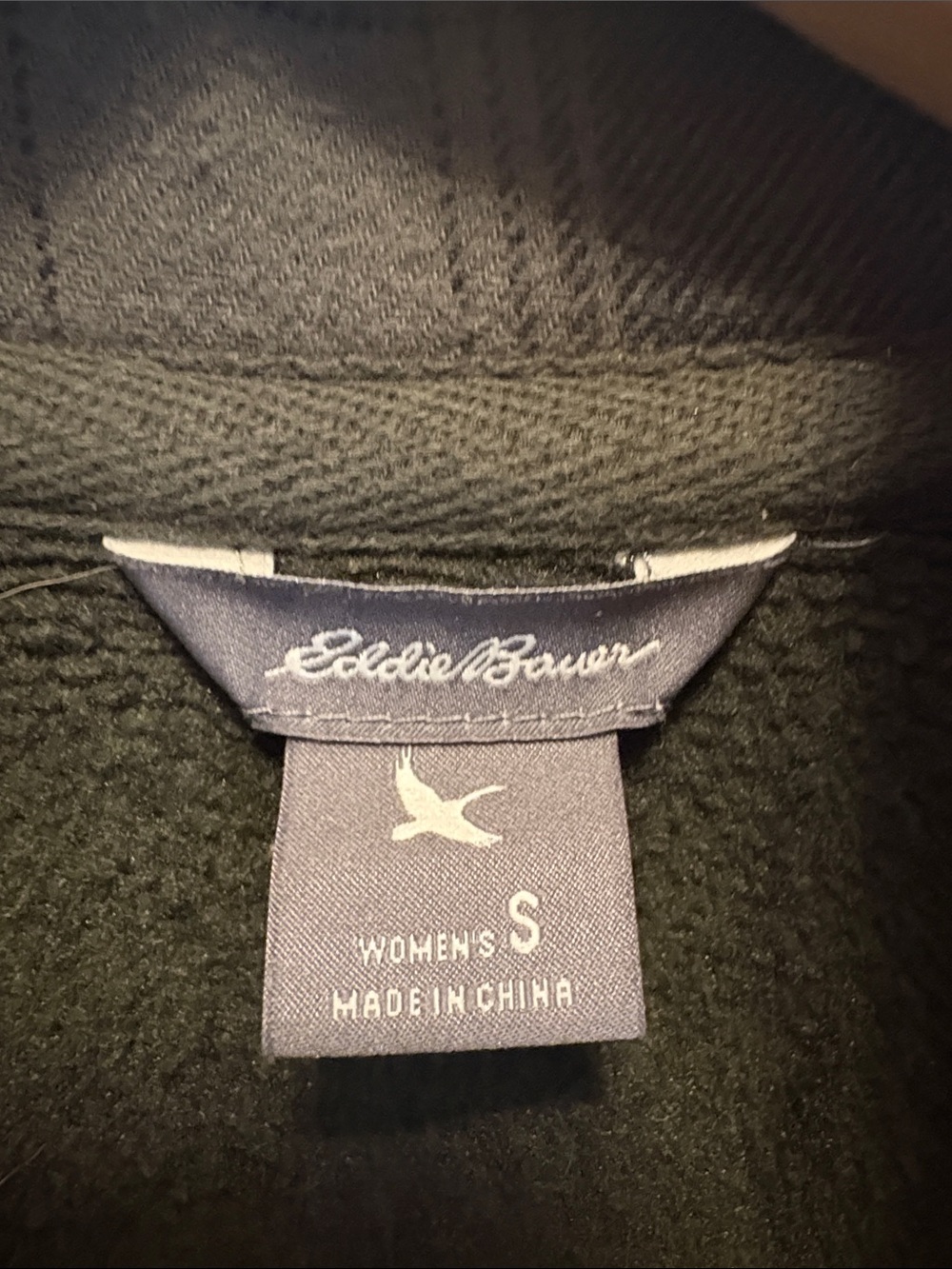 Eddie Bauer Olive Green Quilted Fleece Jacket with Snap Hood - Picture 2 of 13